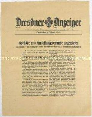 Nachrichtenblatt "Dresdner Anzeiger" mit Meldungen des Oberkommandos der Wehrmacht u.a. zum Kriegsgeschehen im Kaukasus