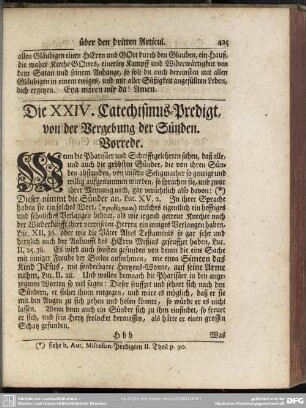 Die XXIV. Catechismus-Predigt, von der Vergebung der Sünden