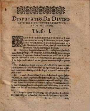 Disputatio De Vera Christi Deitate Contra Photinianos, Secunda