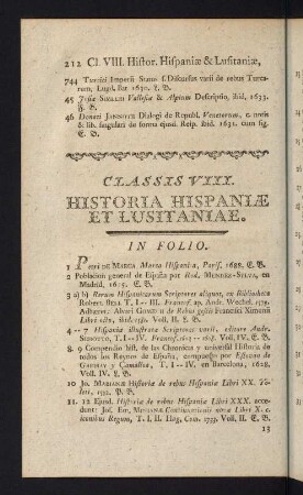 212-225, Classis VIII: Historia Hispaniae et Lusitaniae
