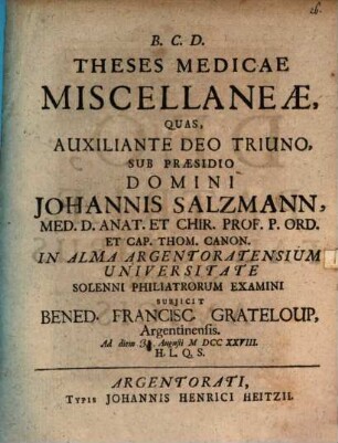 Theses medicae miscellaneae