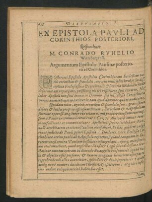 Ex Epistola Pauli Ad Corinthios Posteriori ...