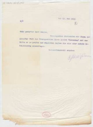 Brief an Bernhard Sekles : 18.05.1915