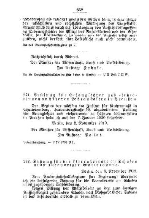 Satzung für die Elternbeiräte an Schulen nebst zugehöriger Wahlordnung : [B. Allgemeine Angelegenheiten der Unterrichtsanstalten]