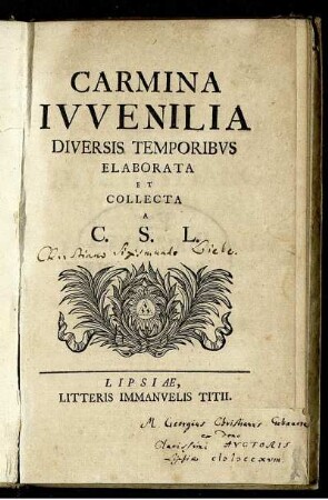 Carmina Iuvenilia : Diversis Temporibus