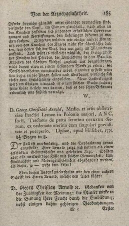 Gedanken von der Zulässigkeit der Meinung: die Mutter wirke in die Bildung ihrer Frucht durch die Einbildung.