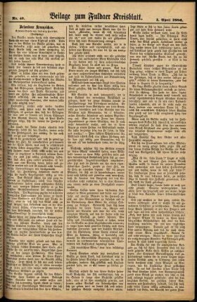 Zweite Ausgabe vom Samstag, den 03. April 1886.
