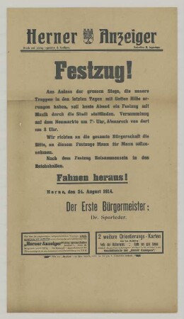 "Festzug! Fahnen heraus!"