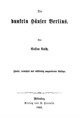 Die dunkeln Häuser Berlins