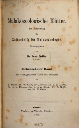 Malakozoologische Blätter. 17, 17. 1870