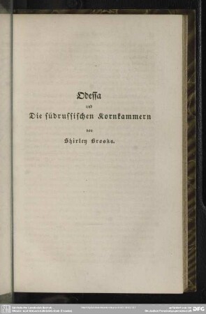 Odessa und Die südrussischen Kornkammern