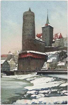 Bautzen. Alte Wasserkunst, kolorierte Ansichtskarte