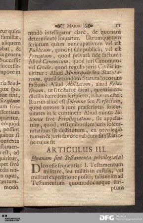 Articulus III. Quænam sint Testamenta privilegiata?