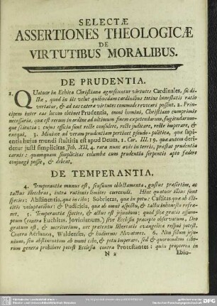 Selectae Assertationes Theologicae De Virtutibus Moralibus
