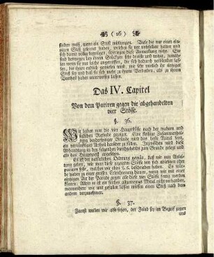 Das IV. Capitel Von dem Pariren gegen die abgehandelten vier Stösse.