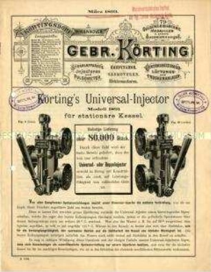 Universal-Injektor Modell 1891 für stationäre Kessel