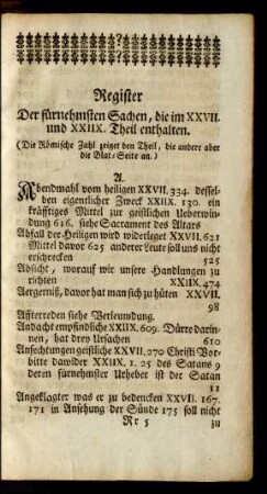 Register Der fürnehmsten Sachen, die im XXVII. und XXIIX. Theil enthalten