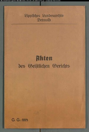 Johann Bernd Billerbeck zu Kachtenhausen gegen Waise Elsabein (Ilsabein) Krumsiek, Tochter des verstorbenen Hermann im Krumsiek in der Grester Bauerschaft und den "Ehestörer" Bernd Niebuhr zu Greste, wegen einer Eheklage; Brüder des Vaters Krumsiek waren: 1) Kroß zu Pottenhausen; 2) Beermann im Krentruperhagen
