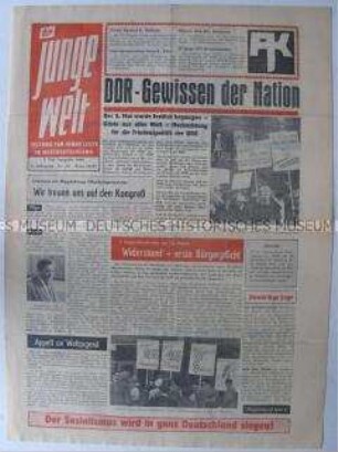 Propagandazeitung aus der DDR für die Jugend in der Bundesrepublik u.a. zur Parade der NVA am 8. Mai
