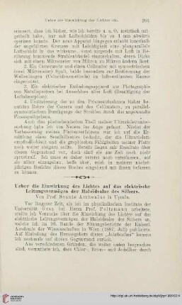 Ueber die Einwirkung des Lichtes auf das elektrische Leitungsvermögen der Haloïdsalze des Silbers