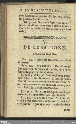 V. De Creatione
