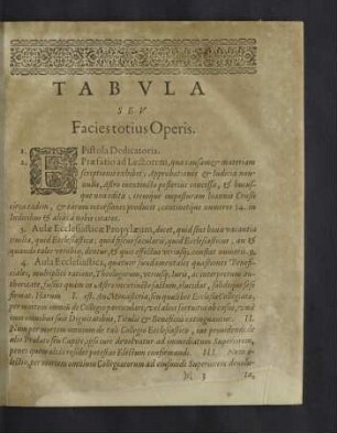 Tabula seu facies totius operis.