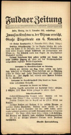 Ausgabe vom Montag, den 08. November 1915.