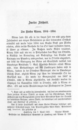 Zweiter Abschnitt. Der Flecken Altona. 1604-1664.