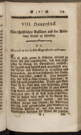 VIII. Hauptstück. Von schriftlichen Aufsätzen und der Anleitung zu schreiben.