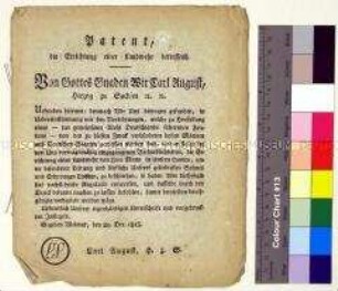 Patent von Karl August Herzog von Sachsen betreffend Einrichtung einer Landwehr