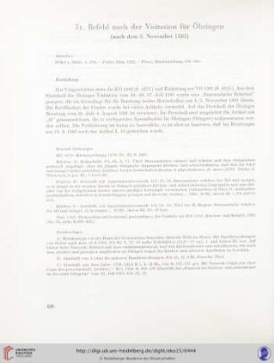 31. Befehl nach der Visitation für Öhringen