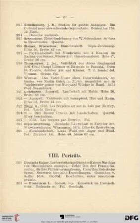 VIII. Porträts (Nr. 1930-2111)