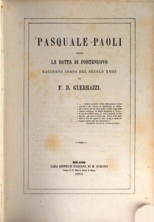 Pasquale Paoli ossia la rotta di Pontenuovo : racconto corso del secolo XVIII