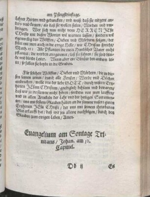 Euangelium am Sontage Trinitatis/ Johan. am 10. Capittel.