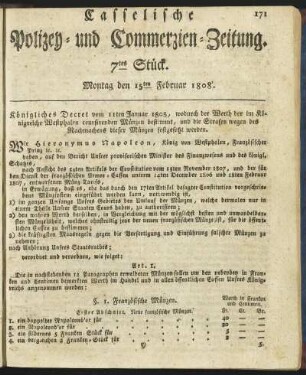 7tes Stück. Montag den 15ten Februar 1808