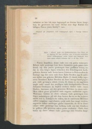 27. [Rådet i Lübeck till Sten Sture, förord för en krigsfånge att utan lösen erhålla friheten, dat. d. 22 Dec. 1474.]