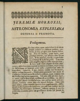 1-239, Jeremiae Horroxii; Astronomia Kepleriana
