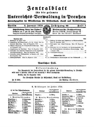 Prüfungen im Jahre 1924 : [Amtlicher Teil]