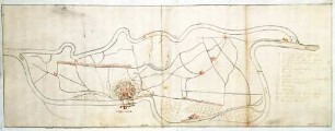 WHK 11 Spanischer Sukzessionskrieg 1701-1713 bis zum Frieden von Rastatt: Plan der Belagerung der Maas-Insel Stevensweert, 1702
