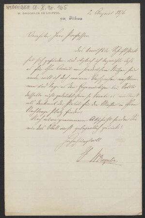 Brief an Friedrich Wilhelm Jähns : 02.08.1876