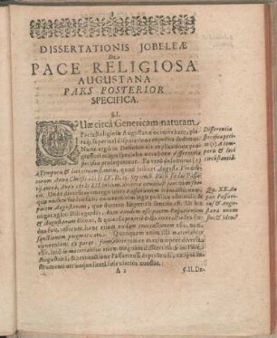 Dissertationis Jobeleæ De Pace Religiosa Augustana Pars Posterior Specifica.