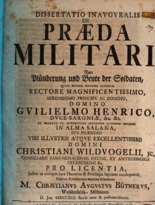Diss. inaug. de praeda militari ...