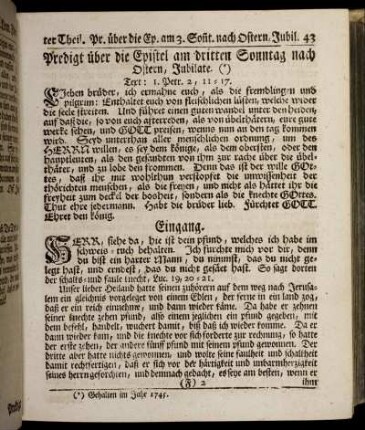 Predigt über die Epistel am dritten Sonntag nach Ostern, Jubilate.