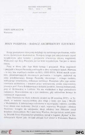 50: Jerzy Paszenda - badacz architektury jezuickiej