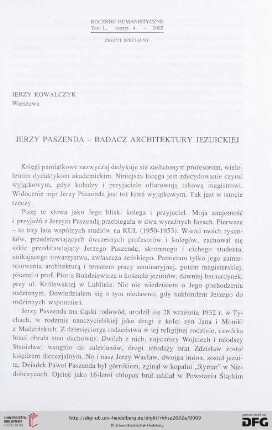 50: Jerzy Paszenda - badacz architektury jezuickiej