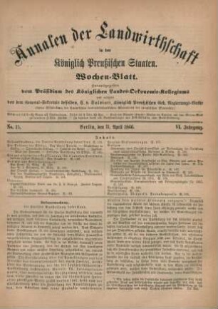 No. 15. Berlin, den 11. April 1866. VI. Jahrgang.