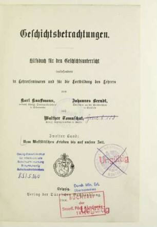 Bd. 2: Vom Westfälischen Frieden bis auf unsere Zeit