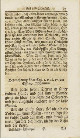 Betrachtung über Cap. 1. v. 16. 17. der Offenb. Johannis.