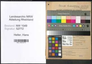 Entnazifizierung Hans Heller , geb. 16.09.1901 (Kaufmaennischer Angestellter)