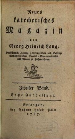 Neues katechetisches Magazin, 2.1787